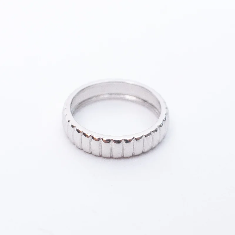 Ladies rings viral picks-Silver Oval Ridged Band