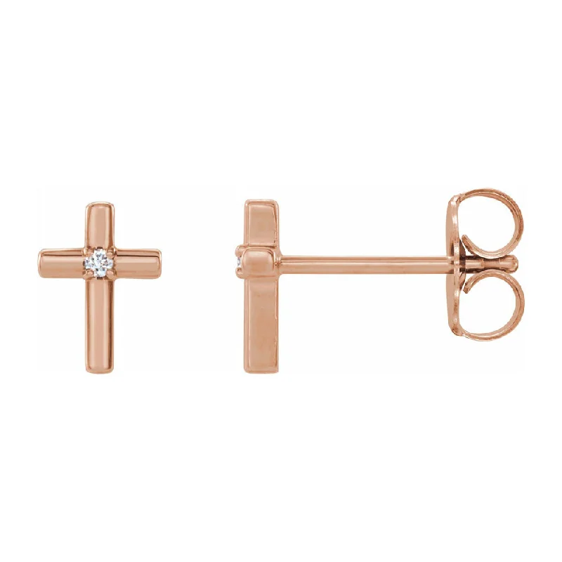 Ladies earrings office wear-14K Yellow, White or Rose Gold Diamond Cross Post Earrings, 5 x 7mm