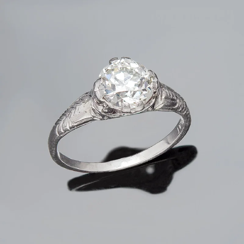 Ladies wedding rings store locations-Art Deco Platinum Diamond Engagement Ring 1.51ct