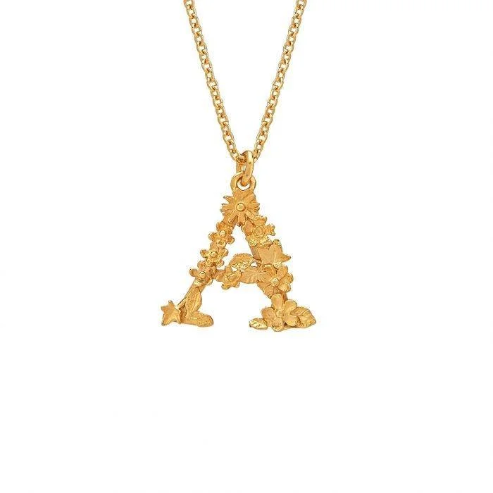 Ladies necklaces office wear-Alex Monroe Floral Letter A Necklace