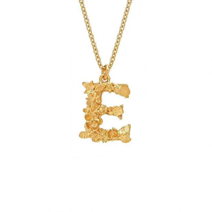 Ladies necklaces animal motifs-Alex Monroe Floral Letter E Necklace