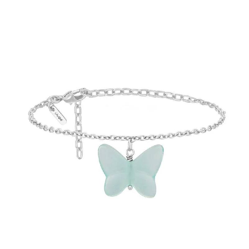 Ladies bracelets social media trends-Papillon Silver & Lagoon Green Crystal Bracelet