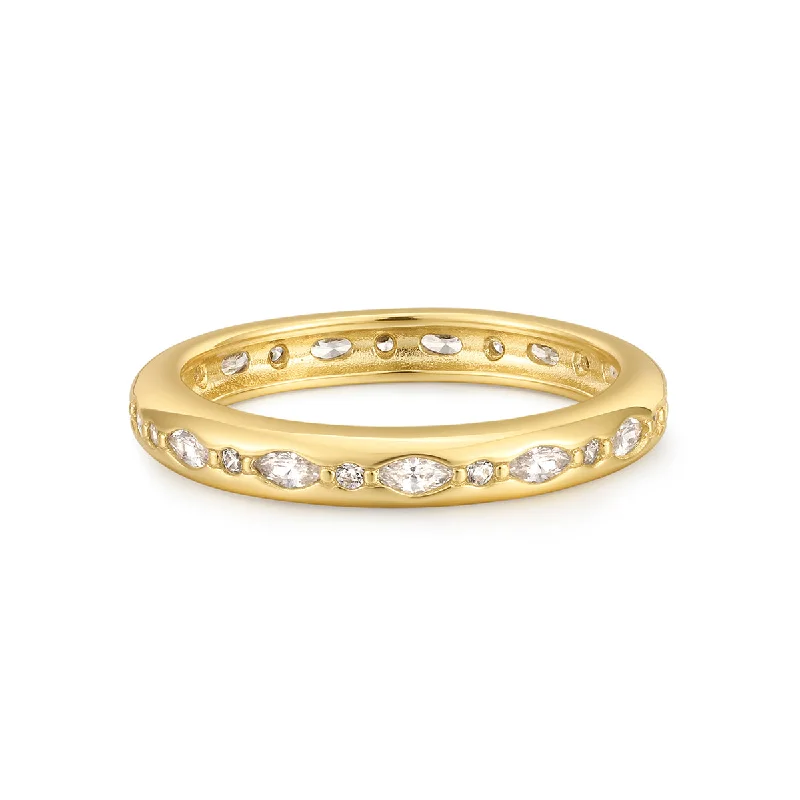 Ladies rings daily wear-Gold Vermeil Multi CZ Channel Ring