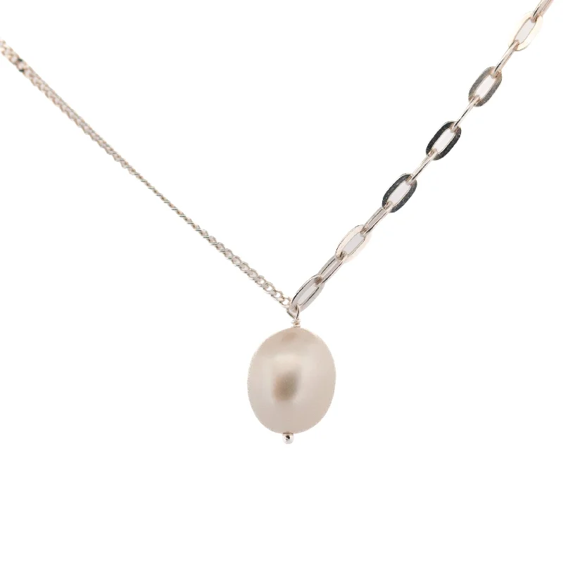 Ladies necklaces luxurious looks-Dainty London Silver Large Pearl Necklace