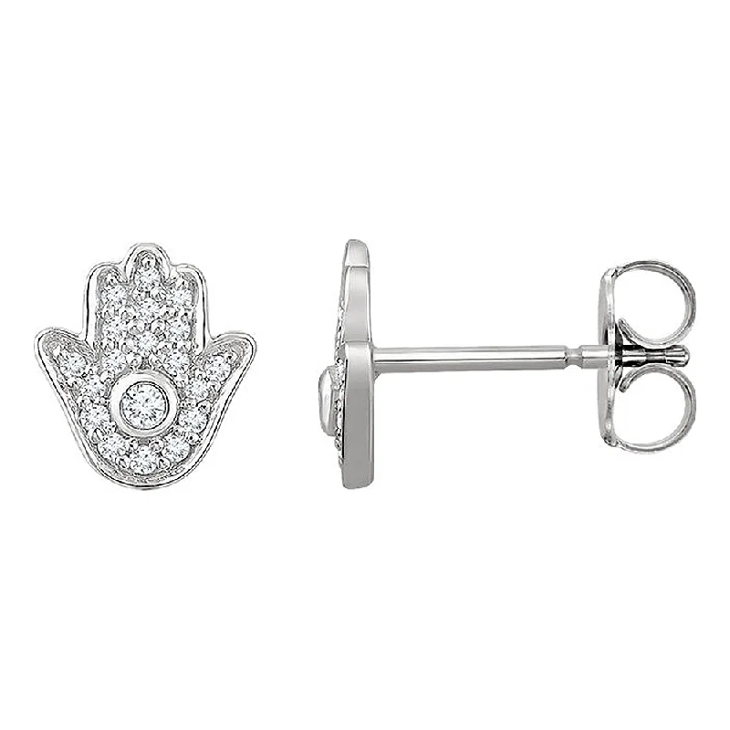 Ladies earrings trending designs-8 x 8.5mm 14k White Gold 1/5 CTW (H-I, I1) Diamond Hamsa Earrings