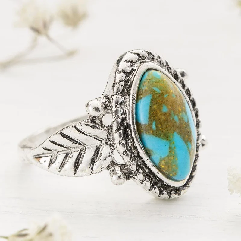 Ladies rings youthful designs-Turquoise Flora Ring