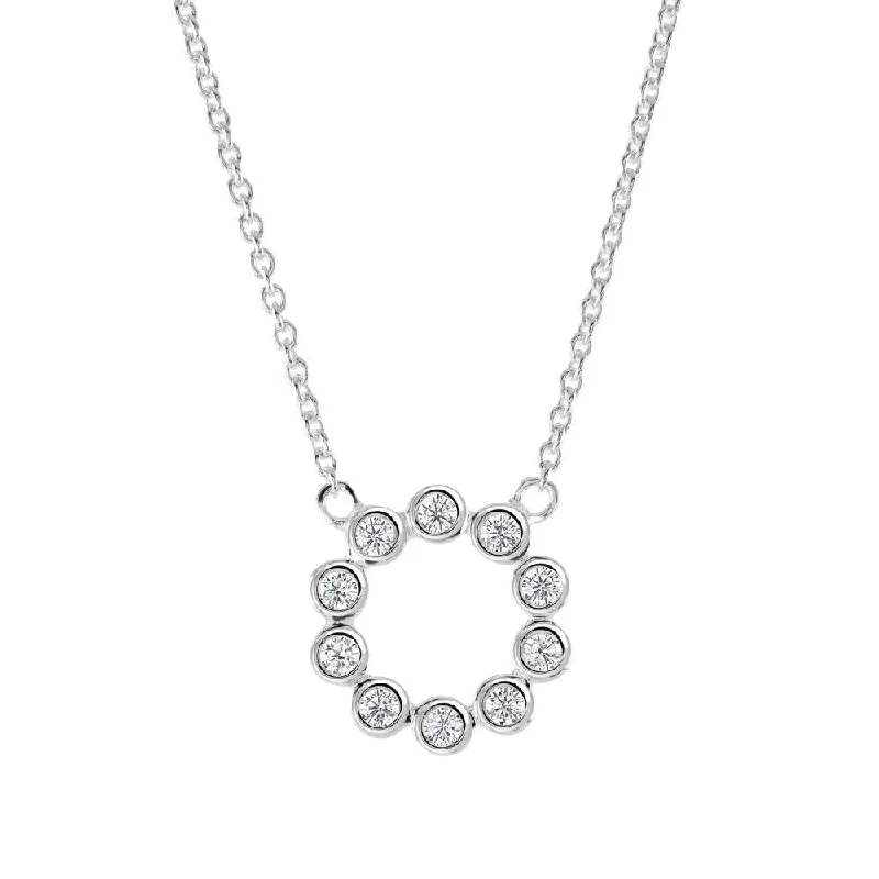 Ladies necklaces animal motifs-Open Circle Round Cubic Zirconia Necklace