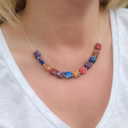 Ladies necklaces Christmas designs-Carrie Elspeth Multicoloured Jasper Pillows Links Necklace