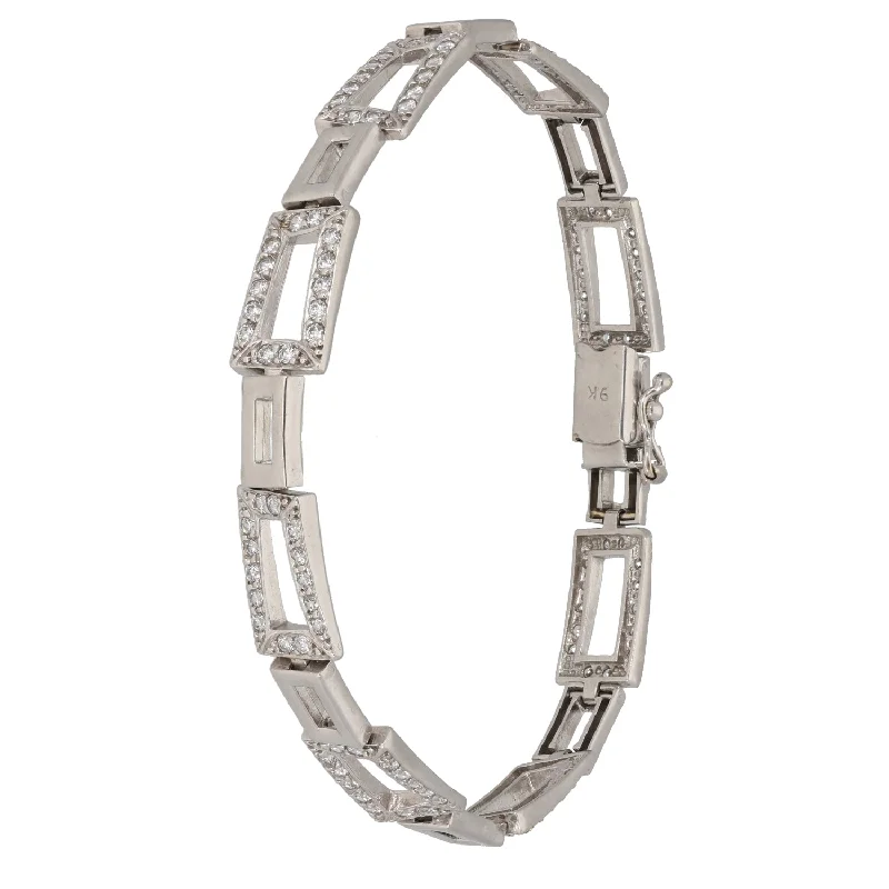 Ladies bracelets store locations-9ct White Gold Cubic Zirconia Alternative Bracelet