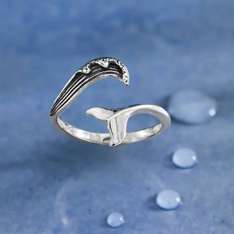 Ladies rings casual vibes-Mermaid Tail and Wave Ring