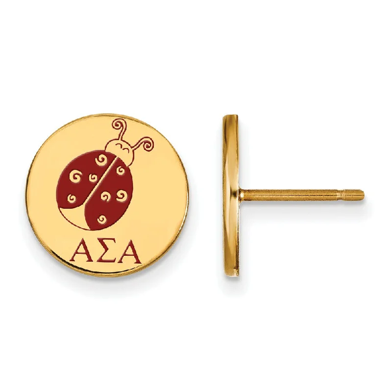 Ladies earrings care advice-14K Plated Silver Alpha Sigma Alpha Enamel Post Earrings