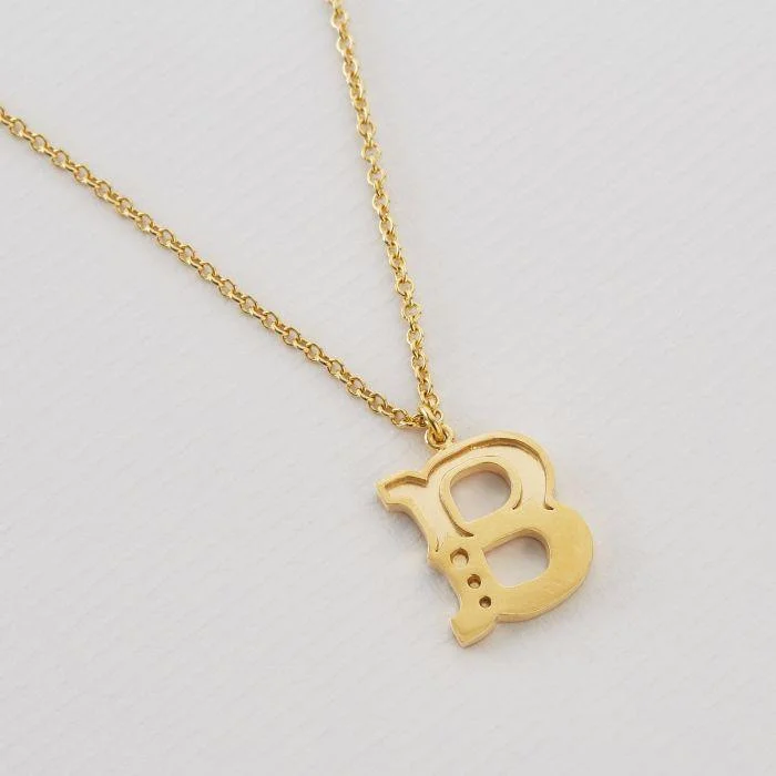 Ladies necklaces long strands-Alex Monroe 22ct Gold Vermeil Just My Type Letter B Necklace