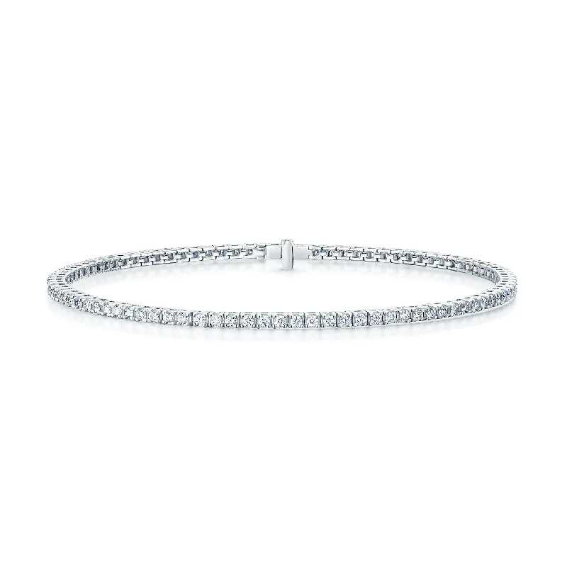 Ladies bracelets price range-18ct White Gold Round Brilliant Cut Diamond Four Claw Set Tennis Bracelet