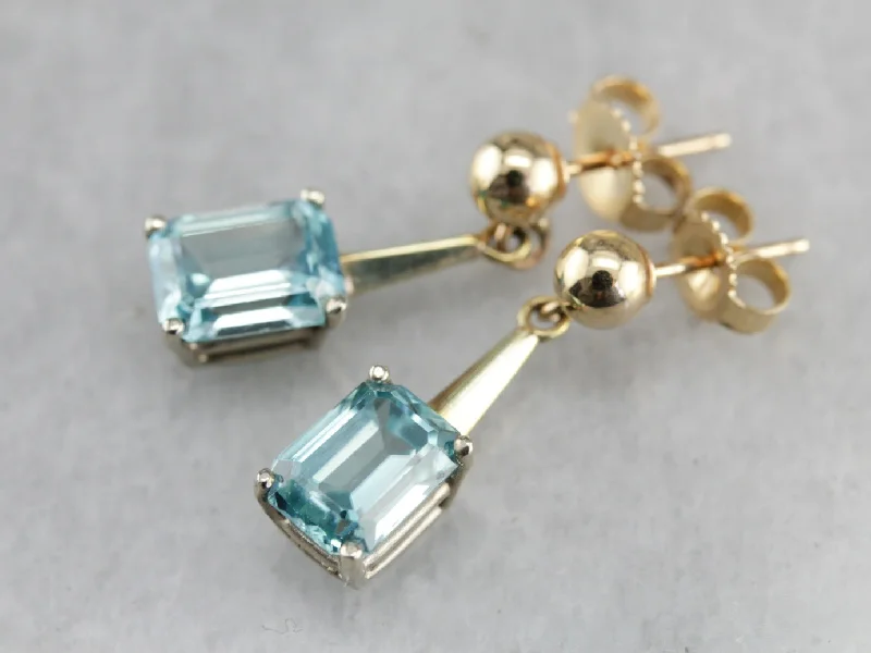 Ladies earrings silver finishes-Blue Zircon Drop Earrings