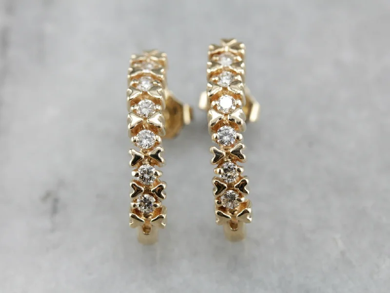 Ladies earrings hypoallergenic-Diamond Drop Earrings in Yellow Gold