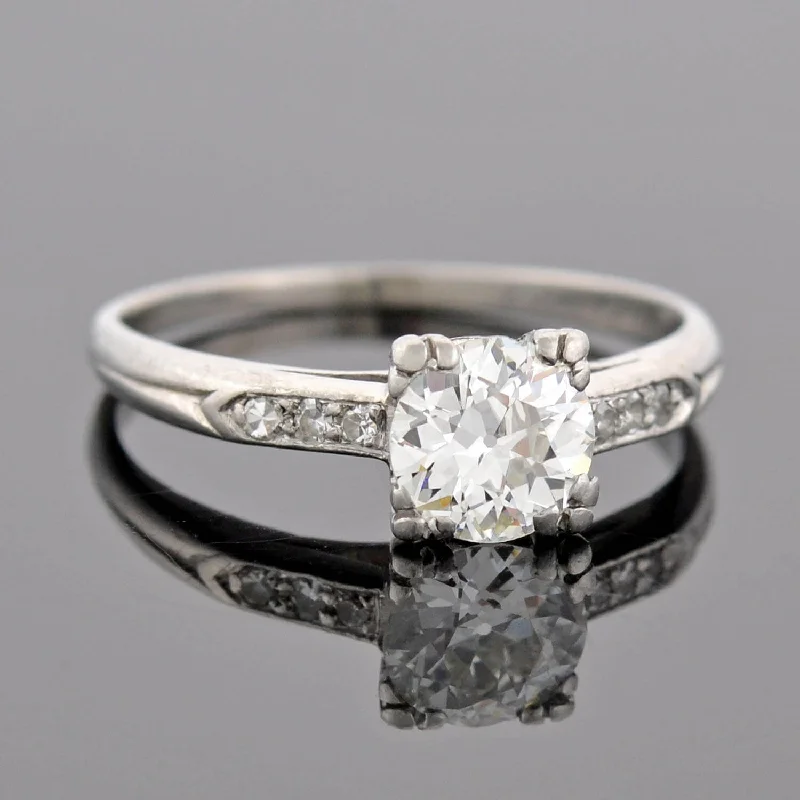 Ladies wedding rings warranty options-Retro Platinum Diamond Engagement Ring 0.68ct