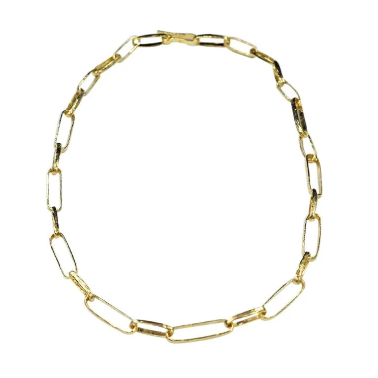 Ladies necklaces white gold-Saphirim Oval Link Necklace - 18ct Gold Vermeil