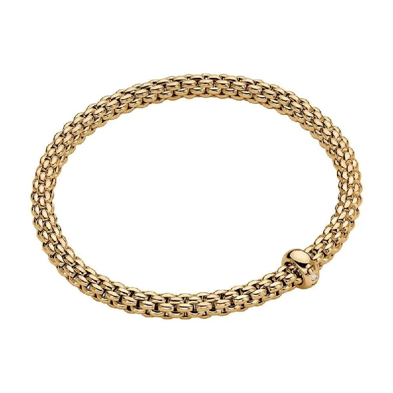 Ladies bracelets lightweight picks-Solo 18ct Yellow Gold Bracelet With Single Diamond Set Rondel