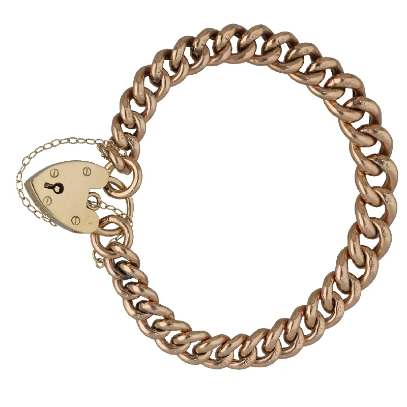 Ladies bracelets minimalist charm-9ct Gold Curb Bracelet