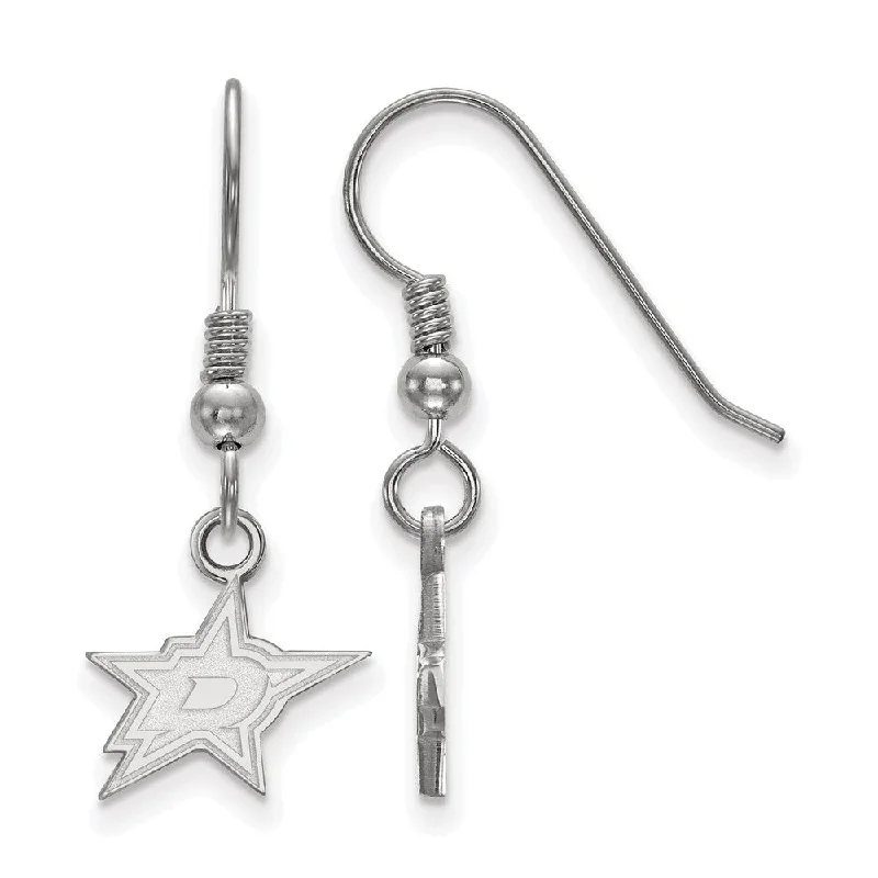 Ladies earrings personalized-Sterling Silver NHL Dallas Stars XS Dangle Earrings