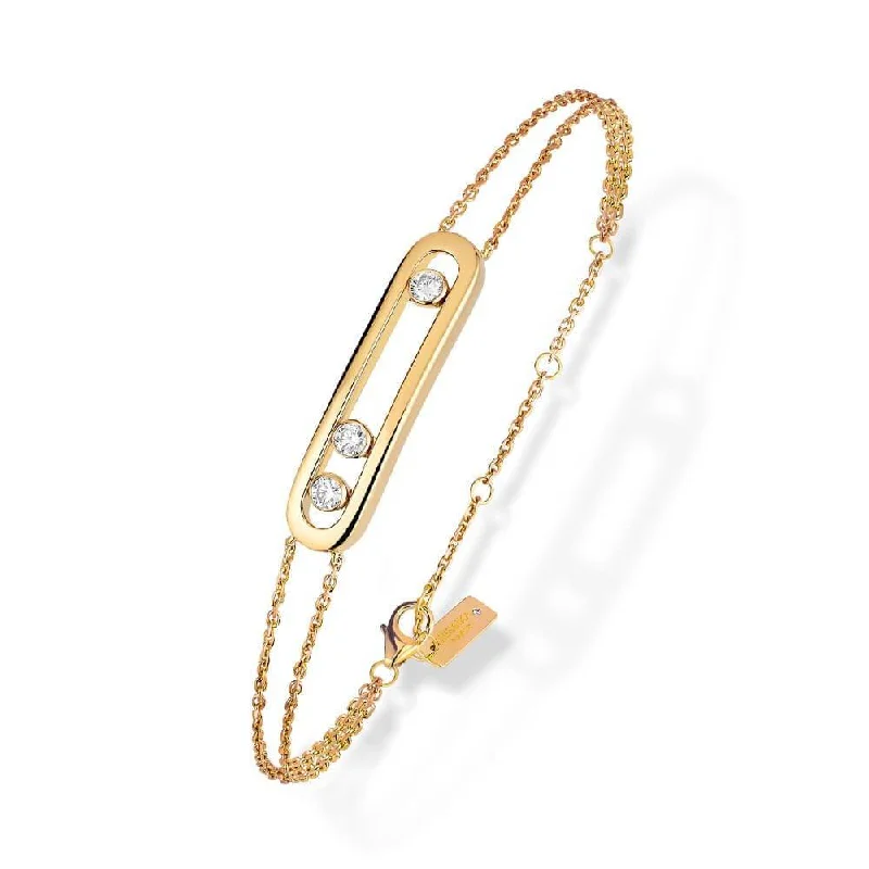 Ladies bracelets custom styles-Move Classique 18ct Yellow Gold Diamond Set Bracelet