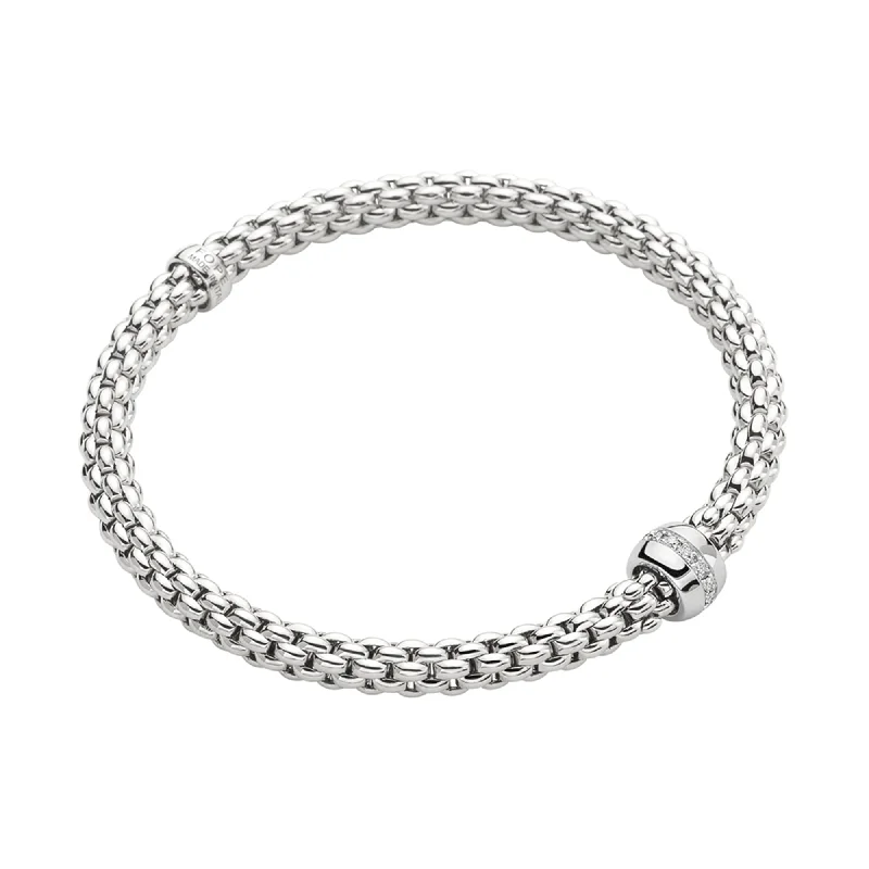 Ladies bracelets titanium options-Solo 18ct White Gold Bracelet With 0.10ct Diamond Set Rondel