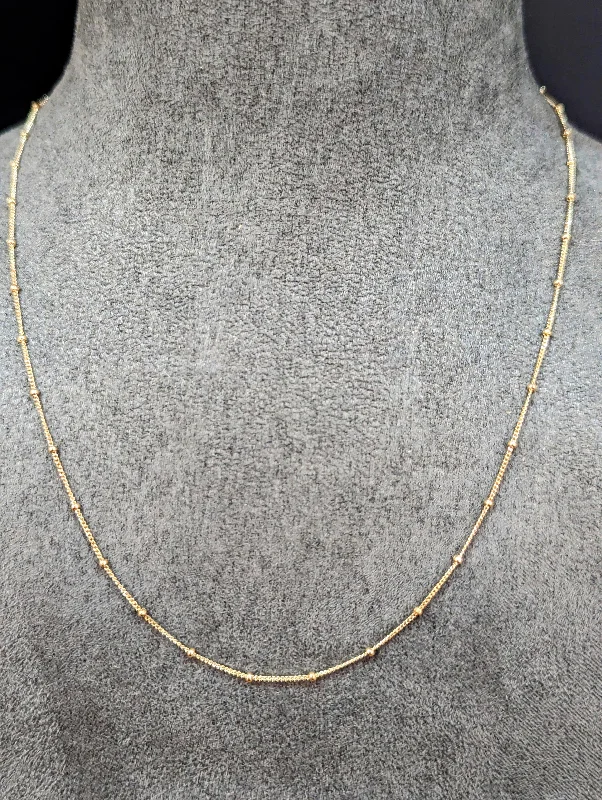 Ladies necklaces store locations-18" 9ct Gold Filed Curb Chain Necklace with Bead Stations