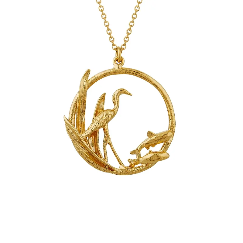 Ladies necklaces unique pieces-Alex Monroe The Heron & The Fish Loop Necklace