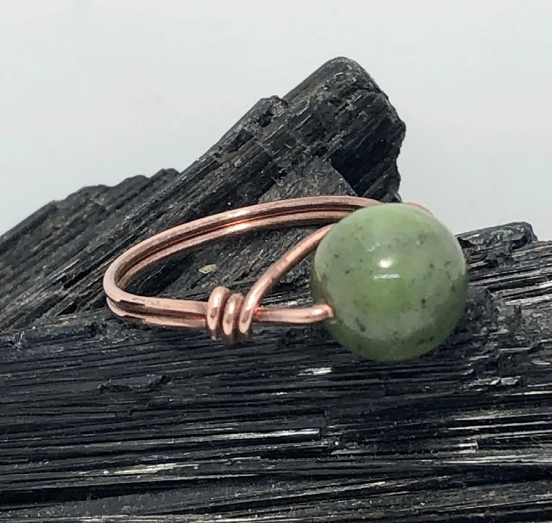 Ladies rings rose gold-Jade Copper Bead Ring