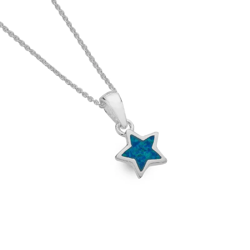 Ladies necklaces pearl drops-Sea Gems Sterling Silver Opal Star Necklace