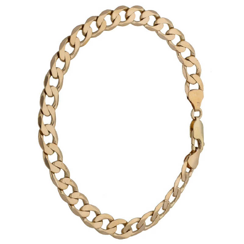 Ladies bracelets gold styles-9ct Gold Curb Bracelet