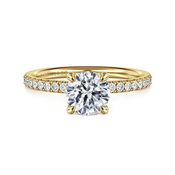 Ladies wedding rings Asian flair-Twain - 14K Yellow Gold Round Diamond Engagement Ring (Setting Only)