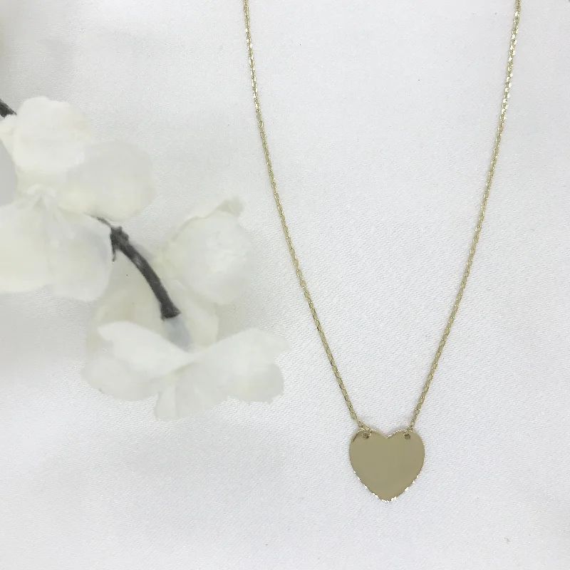 Ladies necklaces care advice-Engravable - 10k Gold Heart Necklace