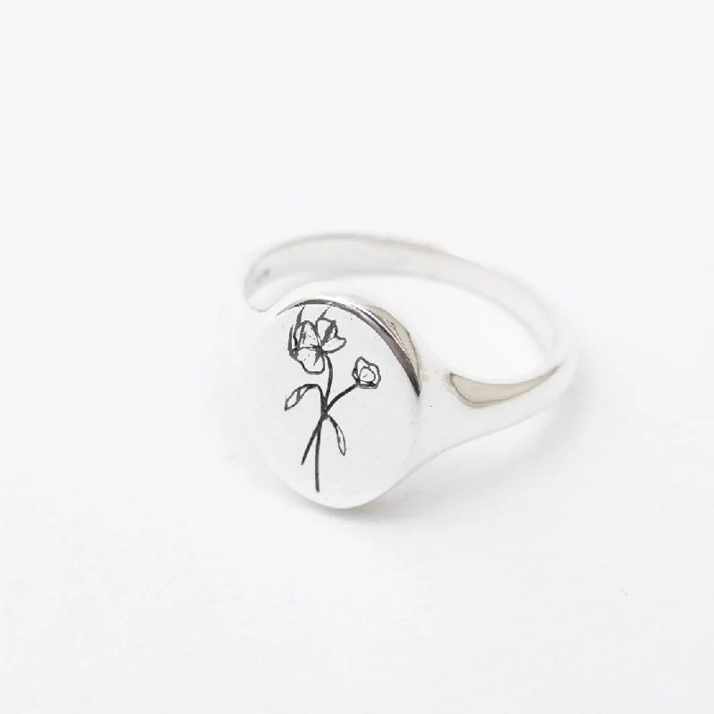 Ladies rings standout pieces-April Birth Flower Signet Ring