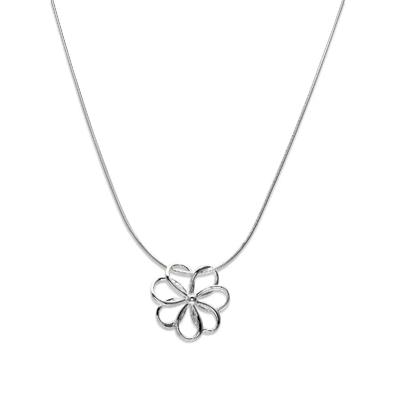 Ladies necklaces mature styles-Unique & Co Silver Flower Outline Necklace