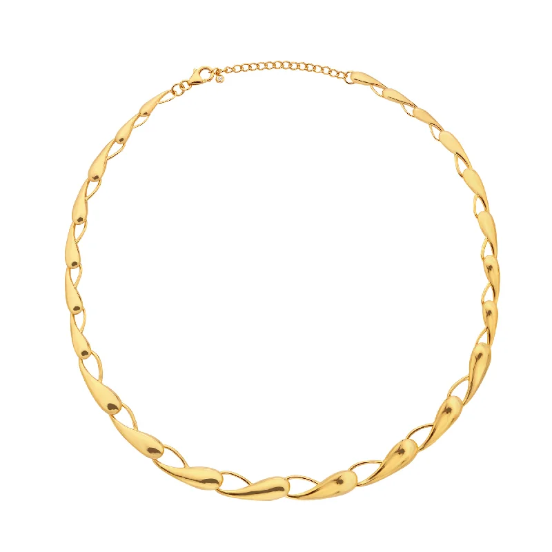 Ladies necklaces gold-plated-Hot Diamonds Gold Vermeil Tide Statement Necklace