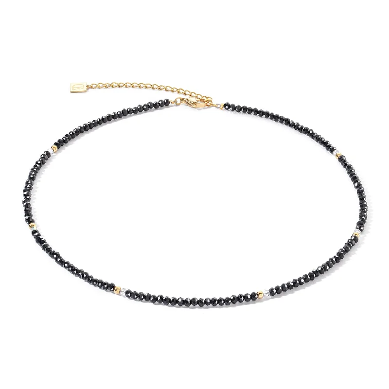 Ladies necklaces white gold-Coeur De Lion Little Twinkle Gold Black Necklace