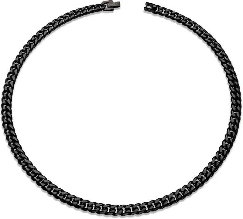 Ladies necklaces global brands-Unique & Co Matte Black Steel Necklace