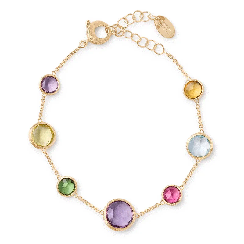 Ladies bracelets natural stones-18ct Yellow Gold Jaipur Coloured Stone Bracelet