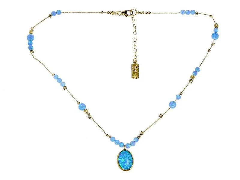 Ladies necklaces sterling silver-Yaron Morhaim Gold and Opal Necklace