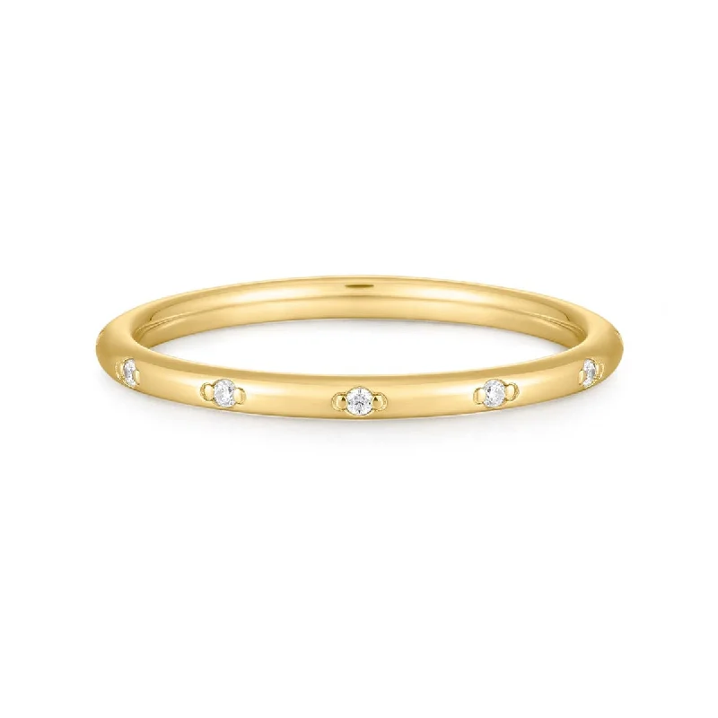 Ladies rings geometric shapes-Gold Vermeil CZ Studded Thin Ring