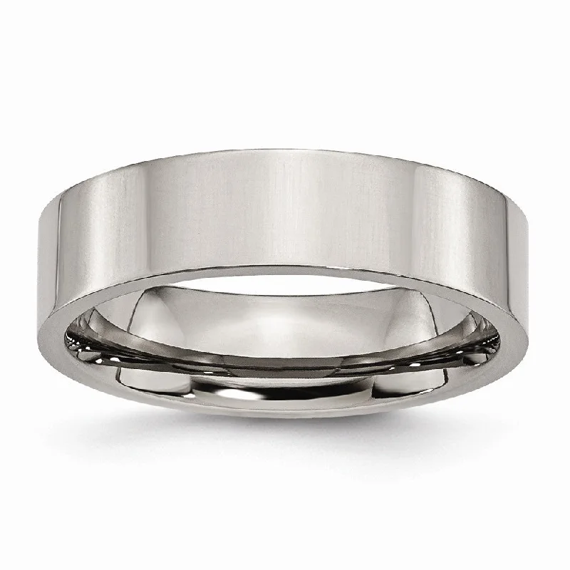 Ladies rings cute styles-Titanium 6mm Polished Flat Standard Fit Band