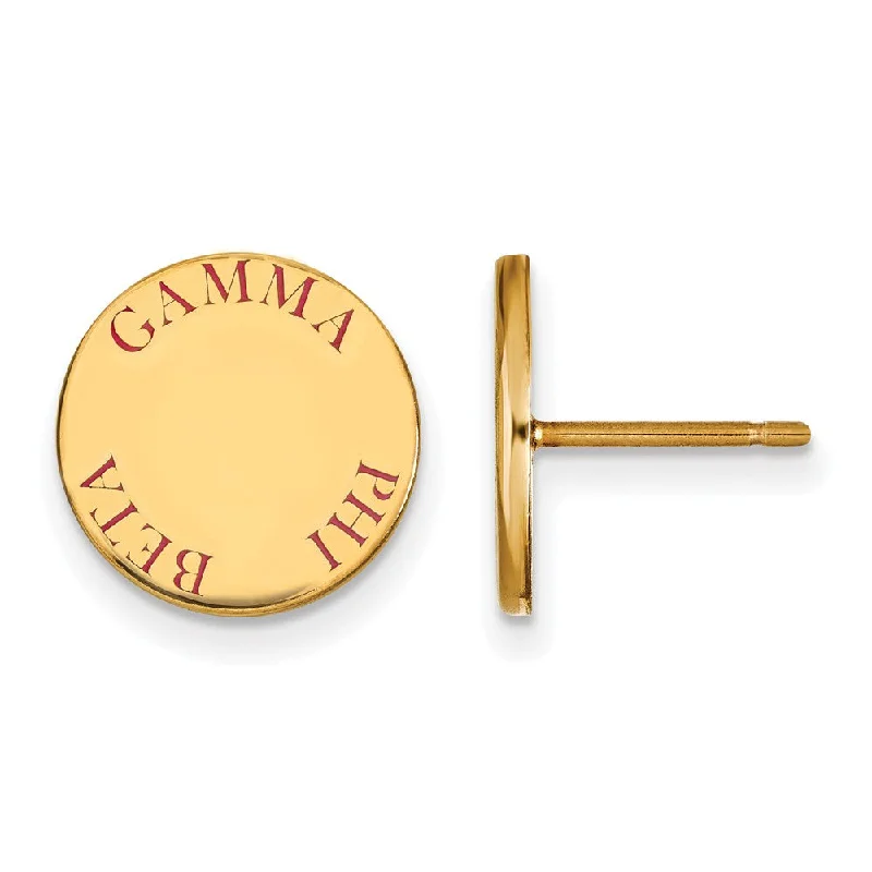 Ladies earrings store locations-14K Plated Silver Gamma Phi Beta Red Enamel Post Earrings