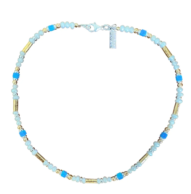 Ladies necklaces Christmas designs-Yaron Morhaim Gold Pearl and Opal Necklace