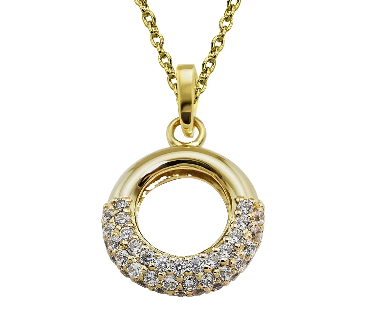 Ladies necklaces buying tips-Unique & Co Gold Vermeil Cubic Zirconia Pendant Necklace