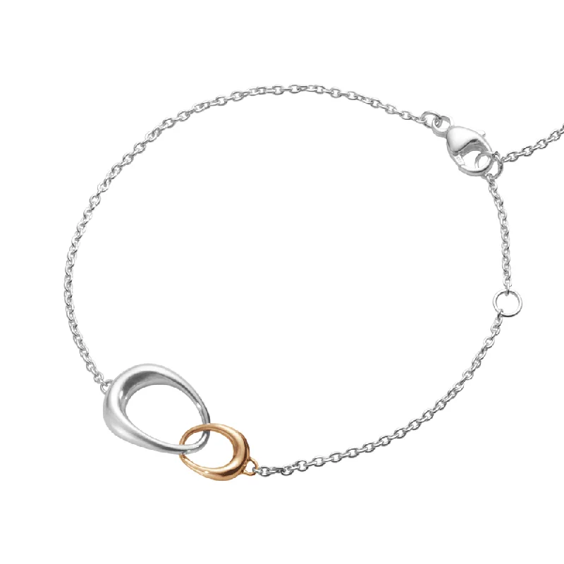 Ladies bracelets heart accents-Offspring Sterling Silver & 18ct Rose Gold Bracelet