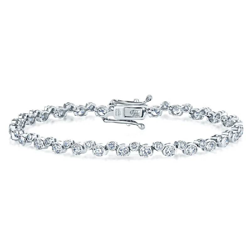 Ladies bracelets store locations-18ct White Gold Diamond Wave Style Bracelet