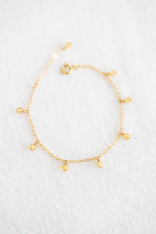 Ladies bracelets cute accents-Citrine Drop Bracelet