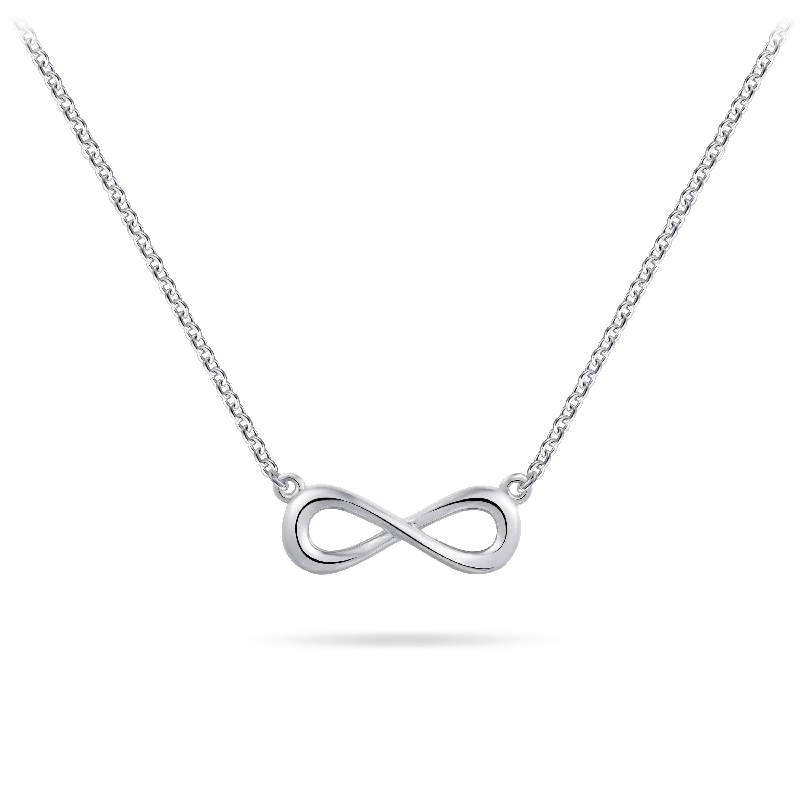 Ladies necklaces unique pieces-Sterling Silver Infinity Necklace