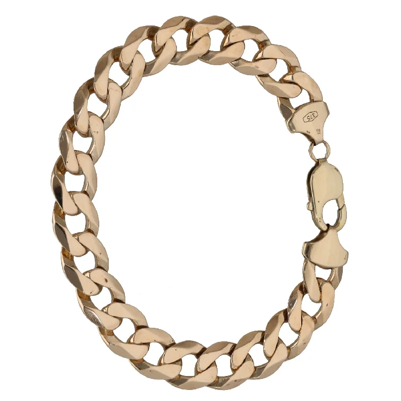 Ladies bracelets engagement gifts-9ct Gold Curb Bracelet